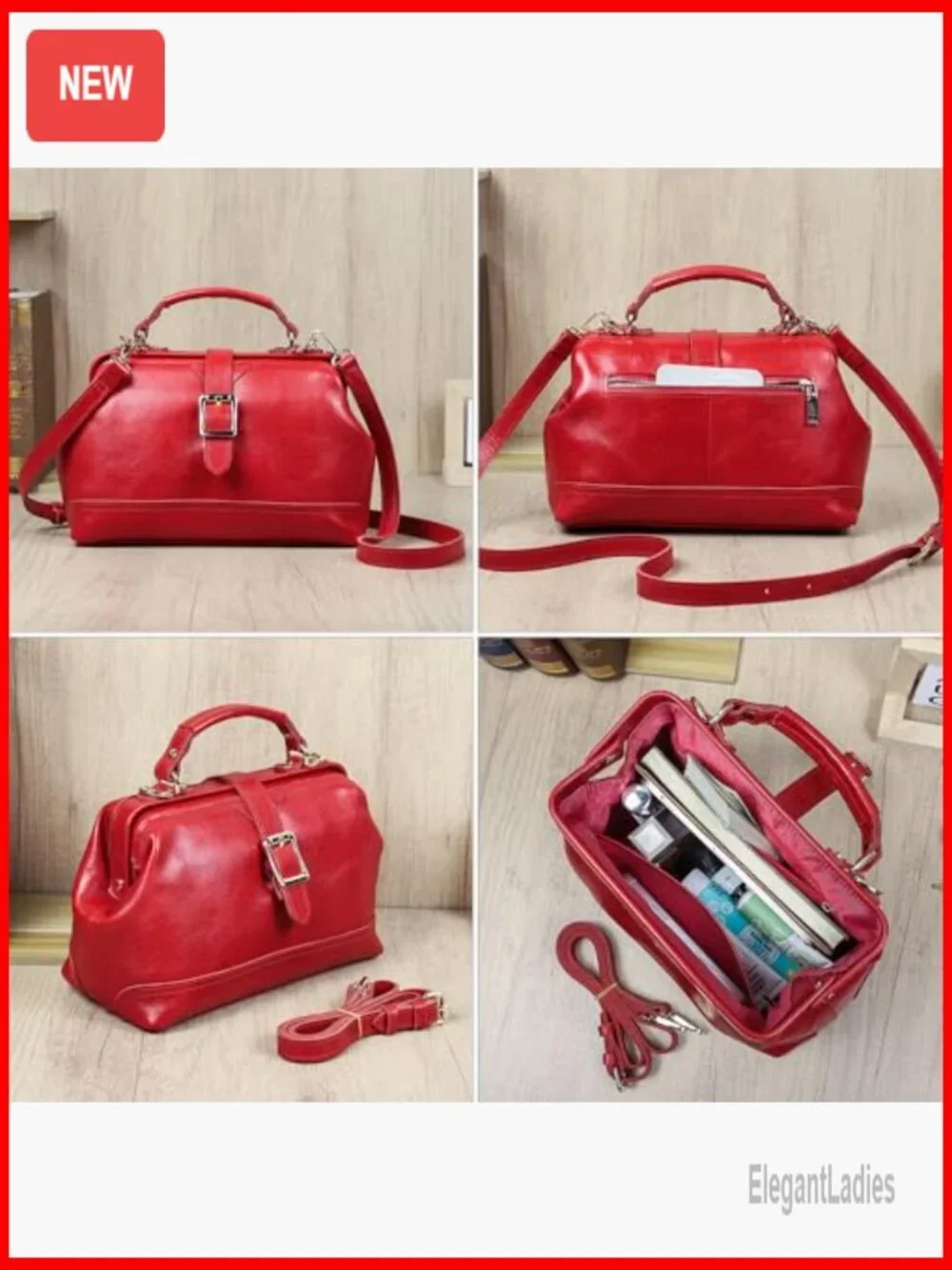 Genuine Leather Doctor Bag Satchel with Adjustable Strap Top Handle Purse